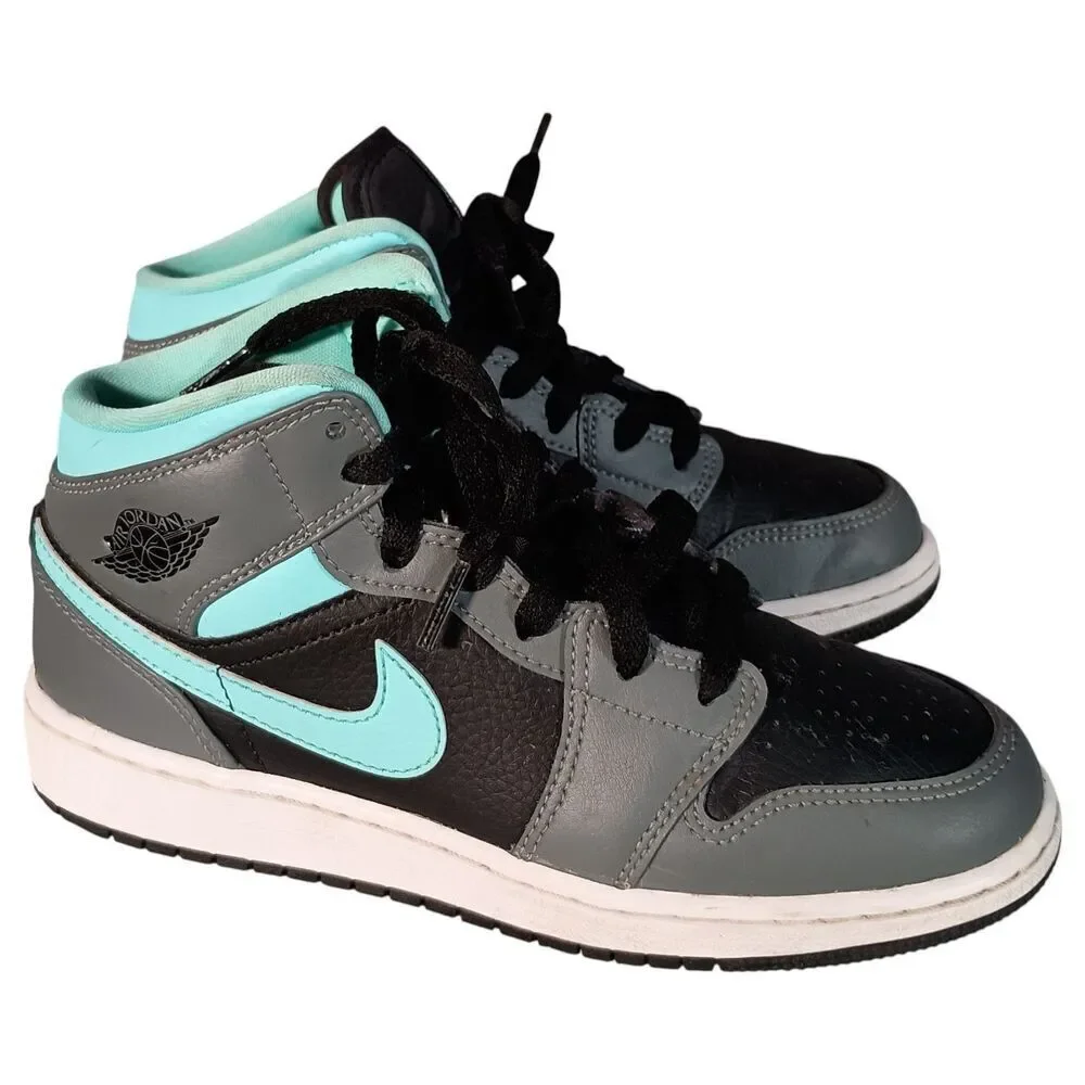 Nike Air Jordan 1 Mid Grey Aqua 554725-063 Size 4.5Y